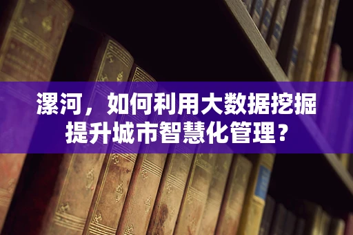 漯河，如何利用大数据挖掘提升城市智慧化管理？