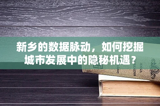 新乡的数据脉动，如何挖掘城市发展中的隐秘机遇？